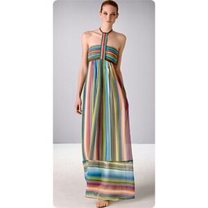 Catherine Malandrino S/S 09 Runway Sandbar 100% Silk Maxi Halter Dress Pockets 4